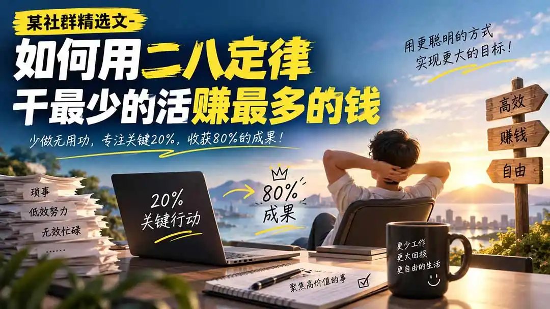 某社群精选文-如何用二八定律干最少的活赚最多的钱