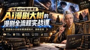 抖音43W粉丝博主Ai漫剧大树的漫剧制作全流程实战课，零基础小白轻松做漫剧短片，涨粉变现