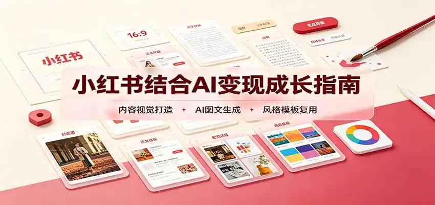 小红书结合AI变现成长指南：账号精准定位，内容视觉打造，搭建可复制流量获客体系