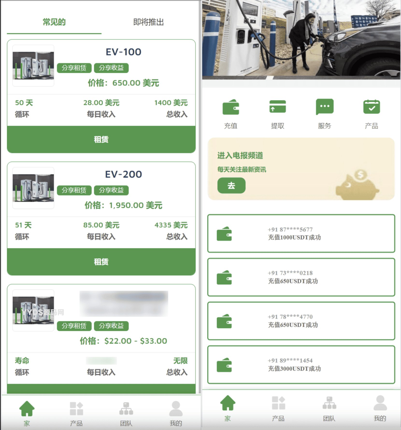 海外新能源充电桩共享投资源码 充电桩理财投资源码 租赁投资源码
