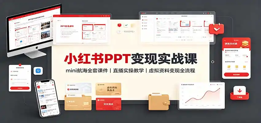 小红书PPT变现实战课:mini航海全套课件+直播实操教学,虚拟资料变现全流程