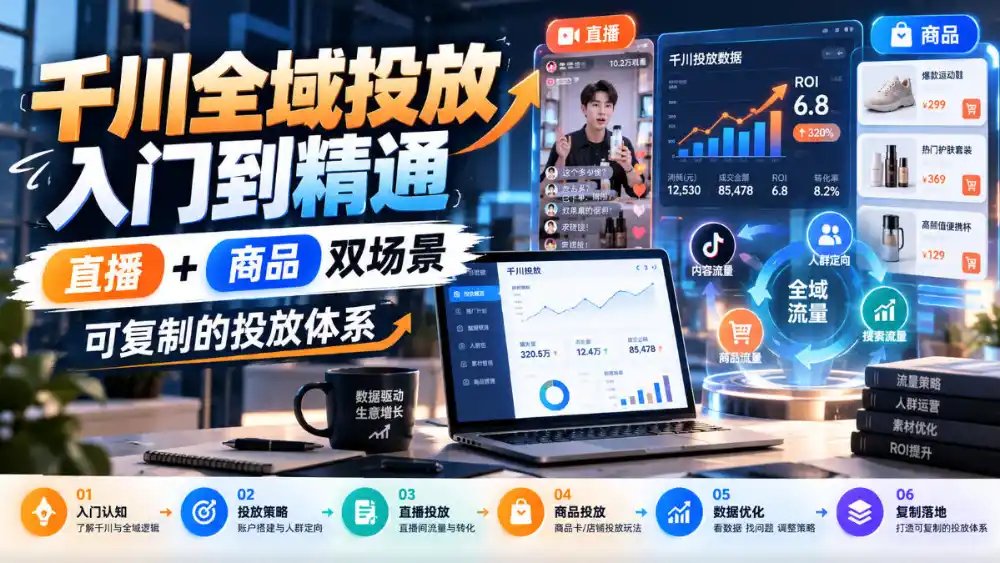 千川全域投放入门到精通，直播+商品双场景，可复制的投放体系(更新1026)
