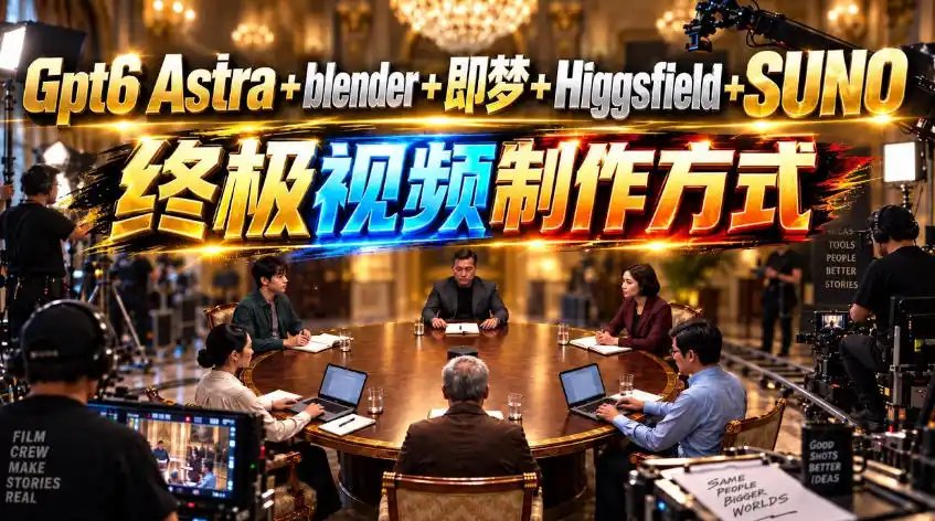 GPT-6 Astra+Blender+即梦+Higgsfield+Suno=终极视频制作方式！