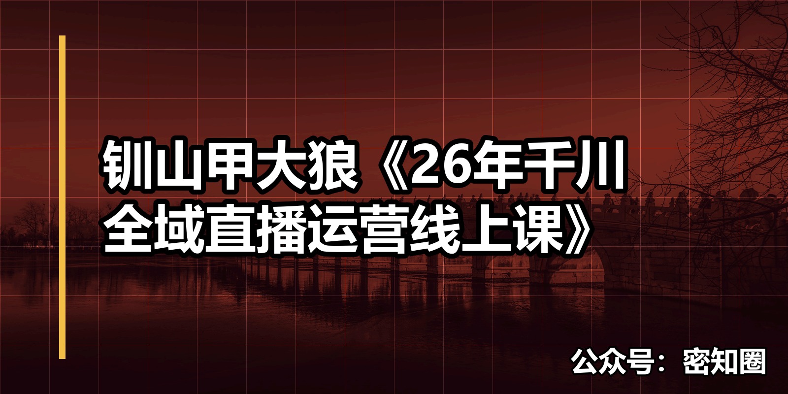 钏山甲大狼《26年千川全域直播运营线上课》