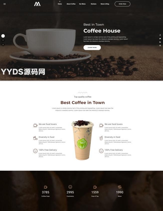 咖啡屋宣传网站HTML5模板