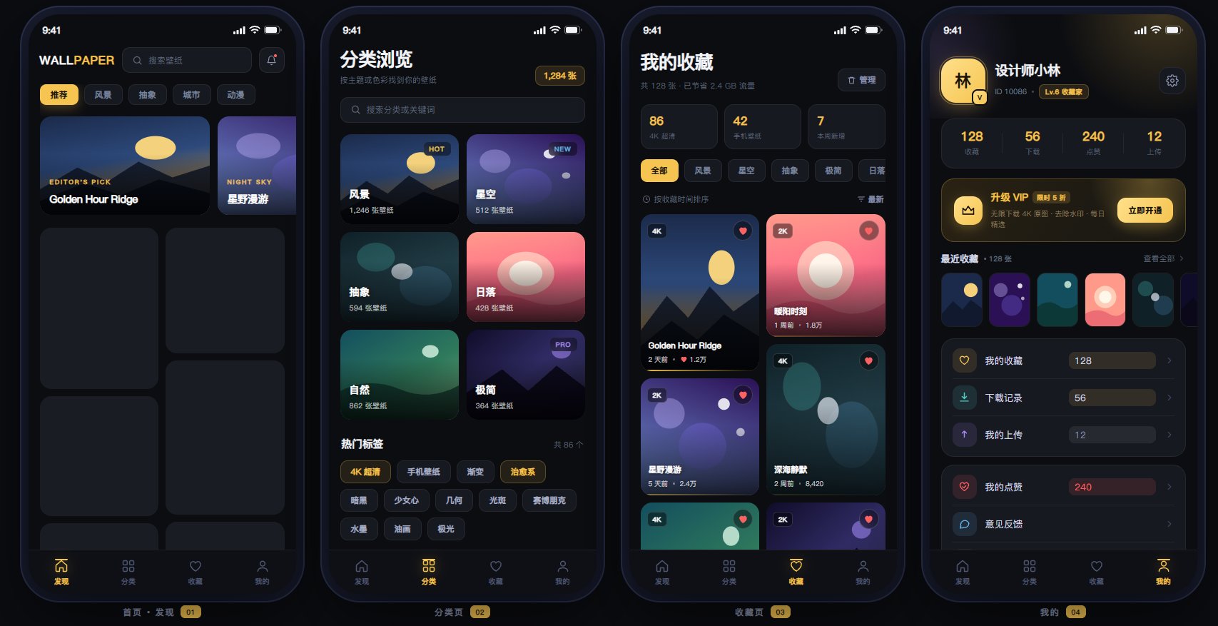 【UI设计稿】壁纸小程序UI设计稿纯HTML