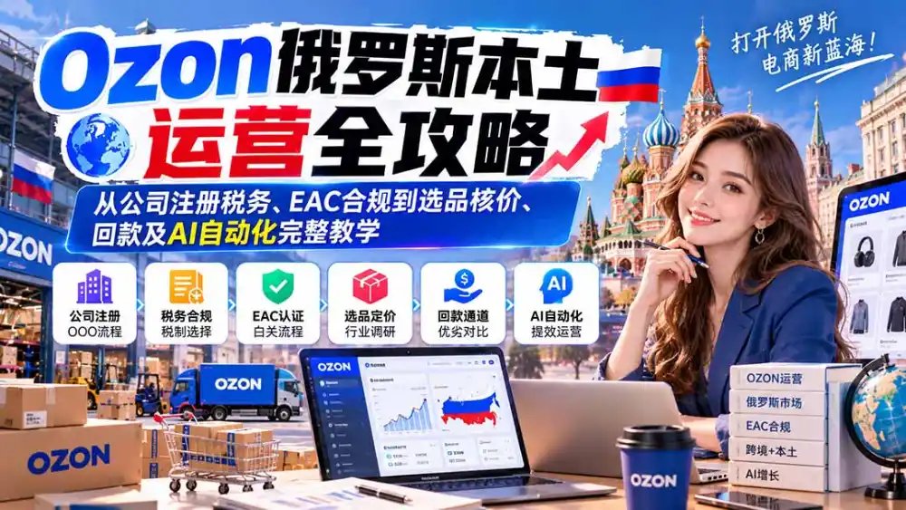 Ozon俄罗斯本土运营全攻略:从公司注册税务、EAC合规到选品核价、回款及AI自动化完整教学